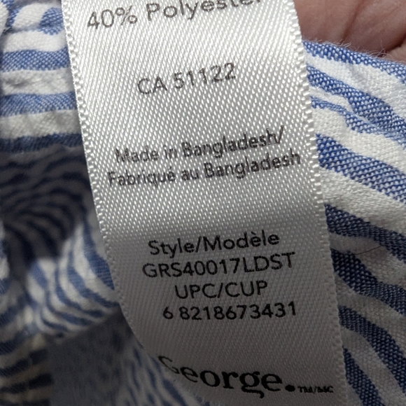 Blue And White Button Down Pin Striped Shirt XXL - Picture 7 of 8